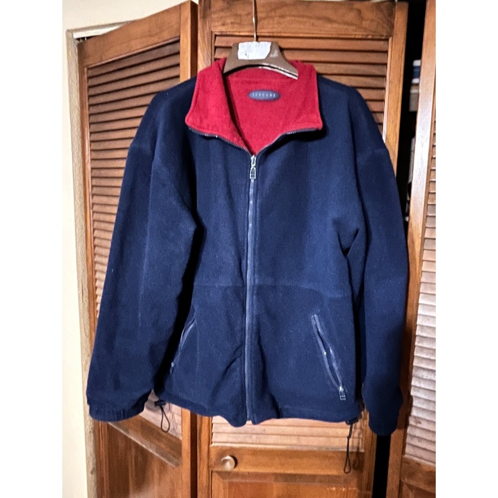 ICECUBE Womens Reversible Fleece Jacket Womens XL Navy Red Full Zip Vintage 90s - Picture 1 of 9